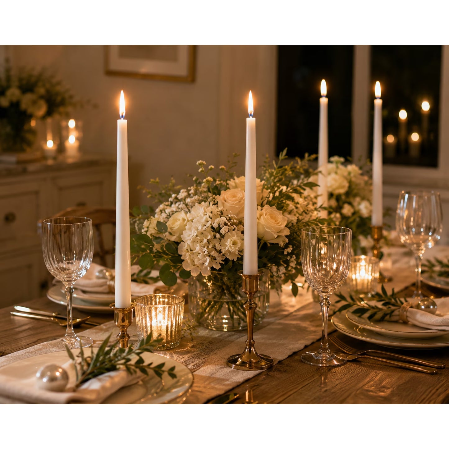 White Taper Candles - 12 Inch - 12 Pack