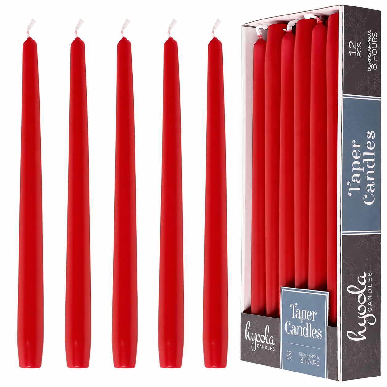 Cherry Red Taper Candles - 12 Inch - 12 Pack