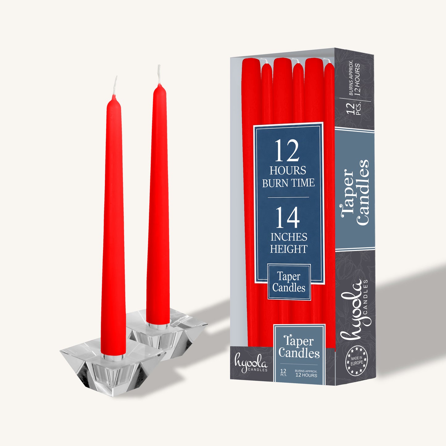 Red Taper Candles - 14 Inch - 12 Pack
