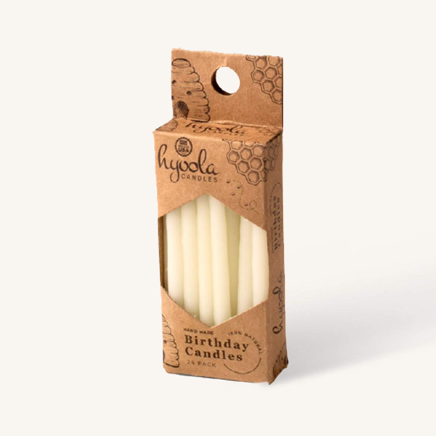 White beeswax birthday candle, 2.75 inch, pack of 24