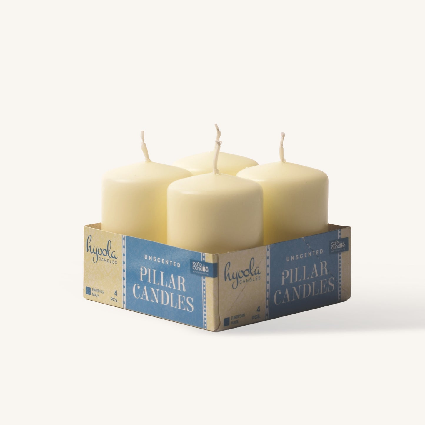 Ivory pillar candle, 2 inch by 3 inch, pack of 4