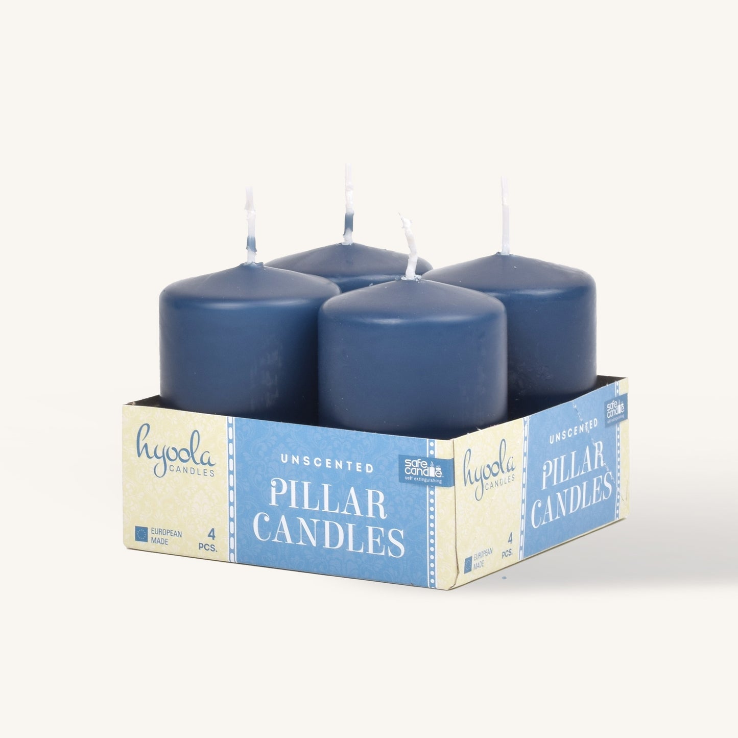 Midnight blue pillar candle, 2 inch by 3 inch, pack of 4