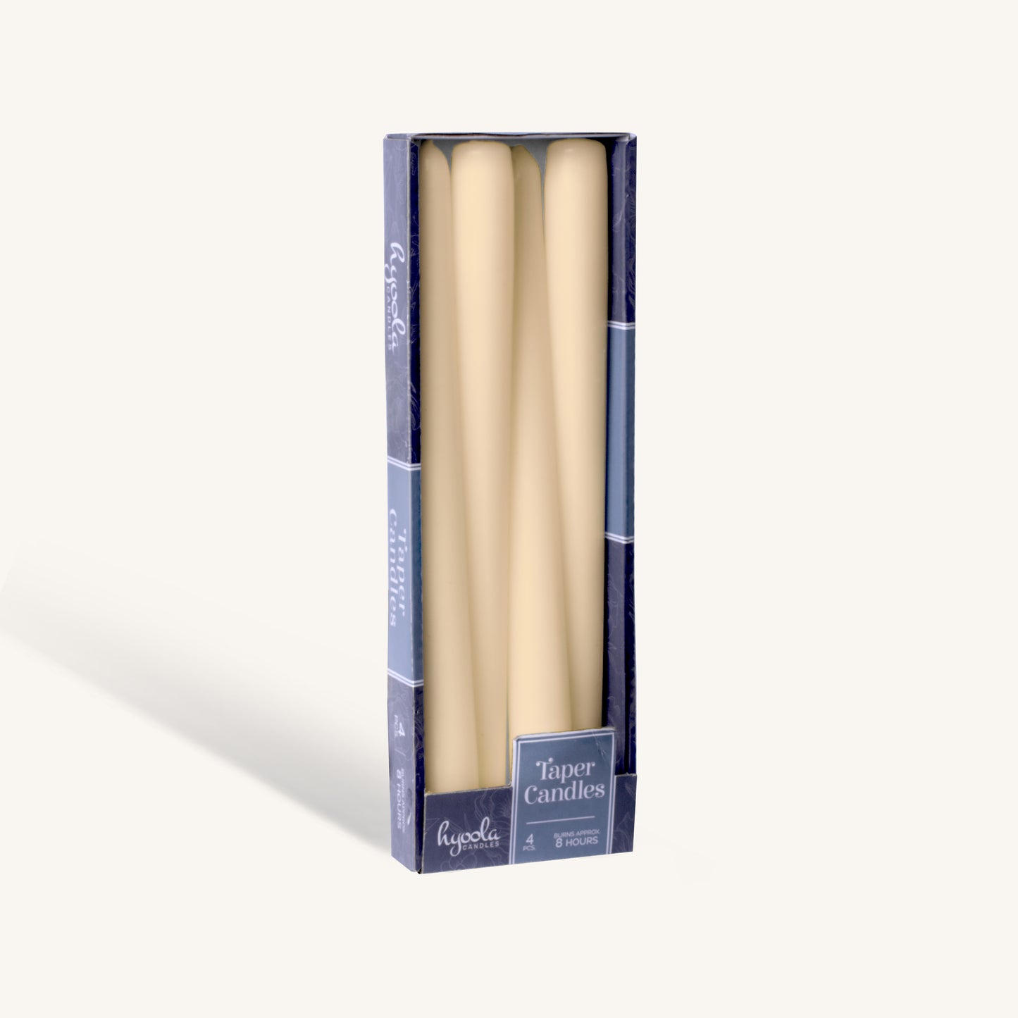 Cream taper candle, 10 inch, pack of 4