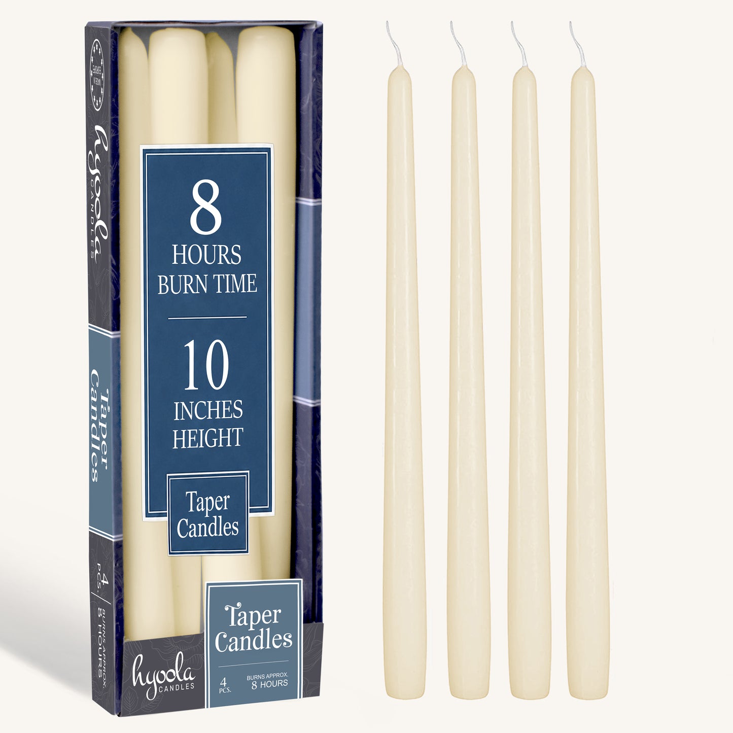 Wool White Taper Candles - 10 Inch - 4 Pack