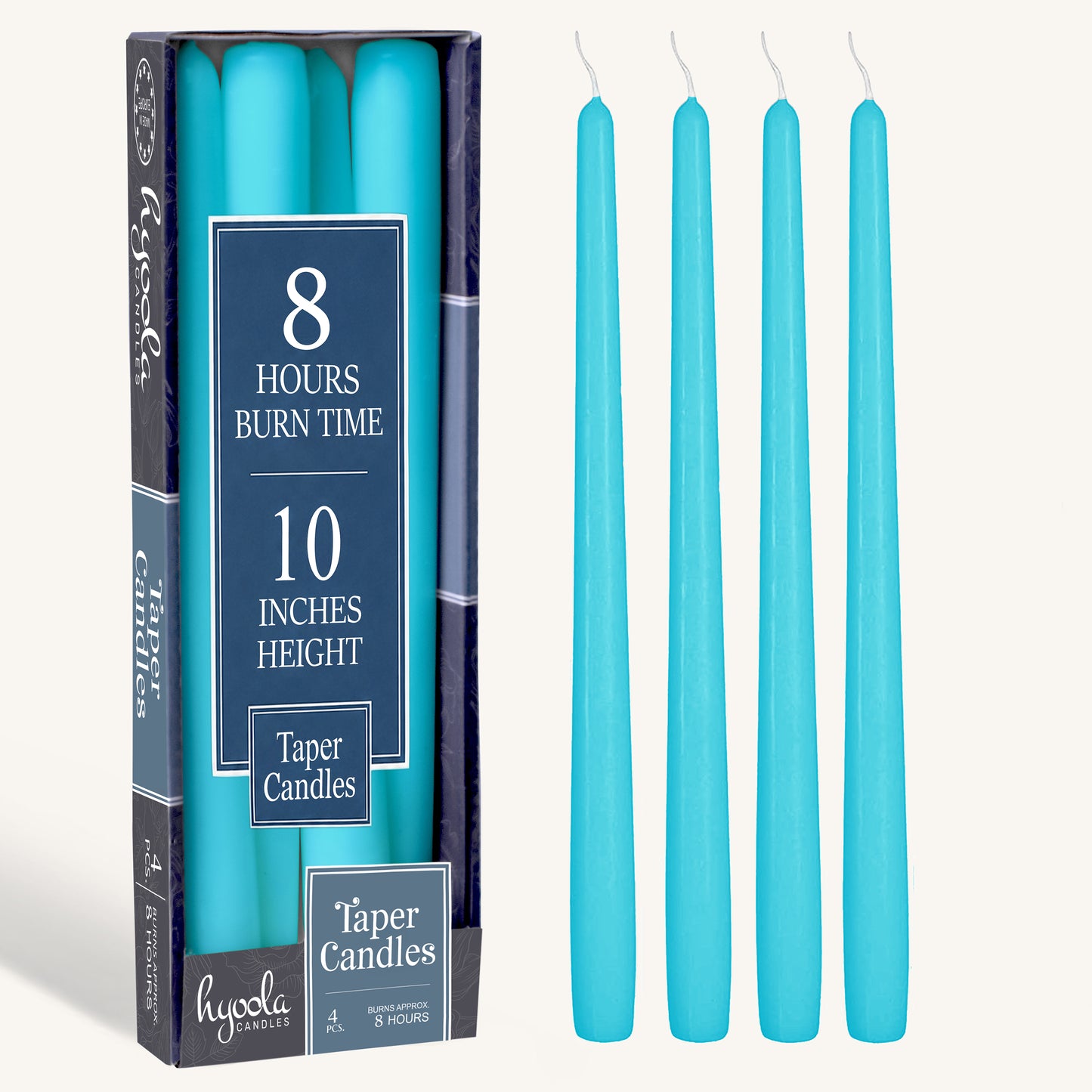 Turquoise Taper Candles - 10 Inch - 4 Pack