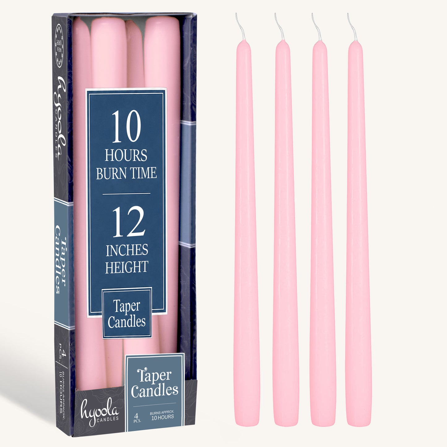 Light Pink Taper Candles - 12 Inch - 4 Pack