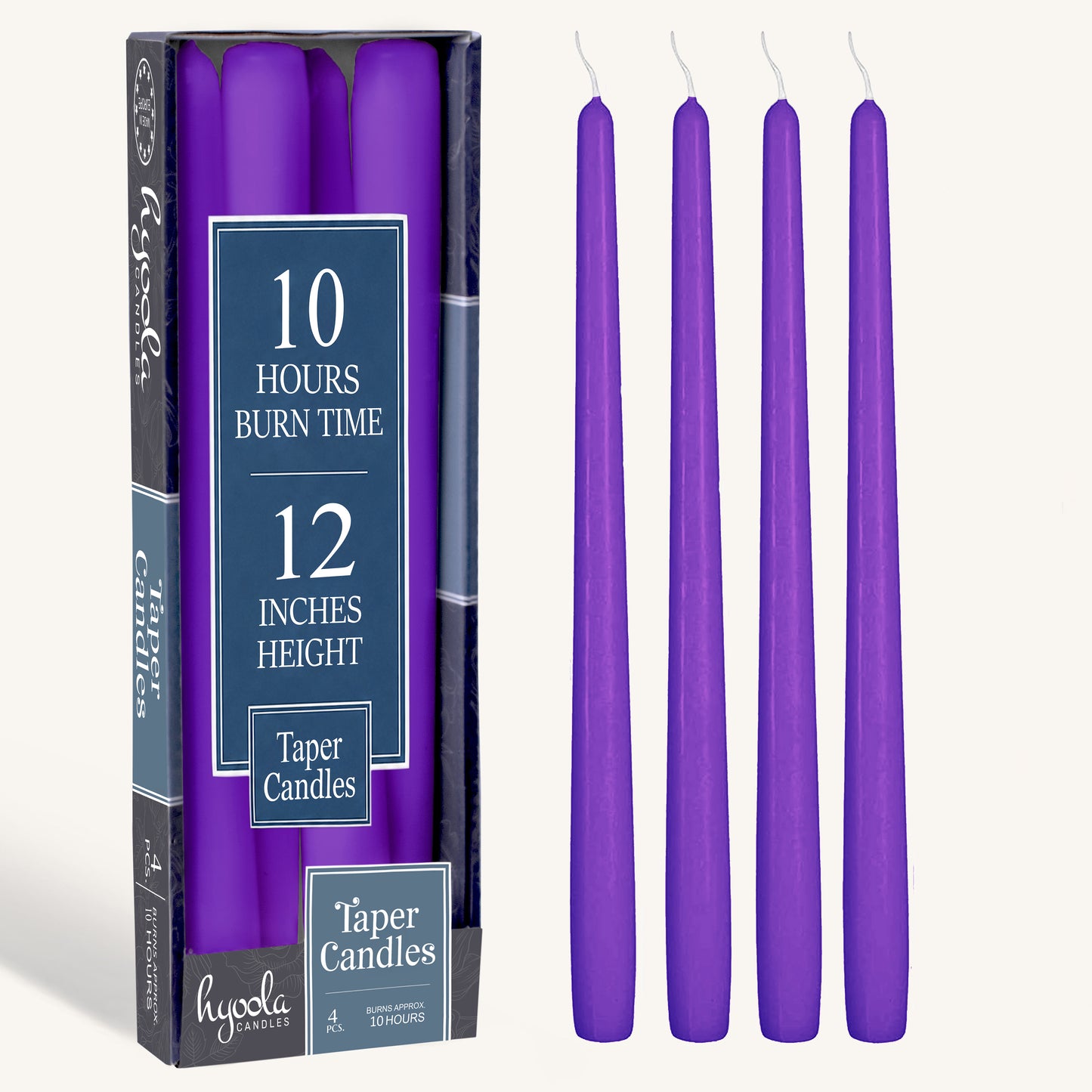 Purple Taper Candles - 12 Inch - 4 Pack