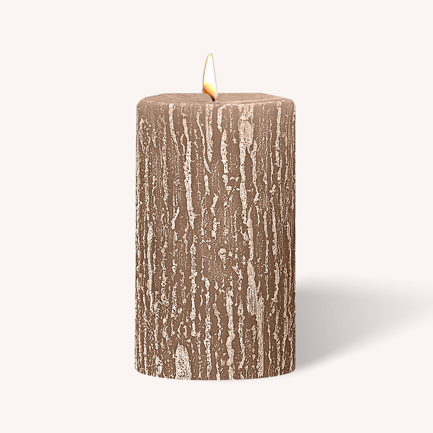 Sahara brown beige rustic pillar candle, 3 inch by 5 inch, pack of 6