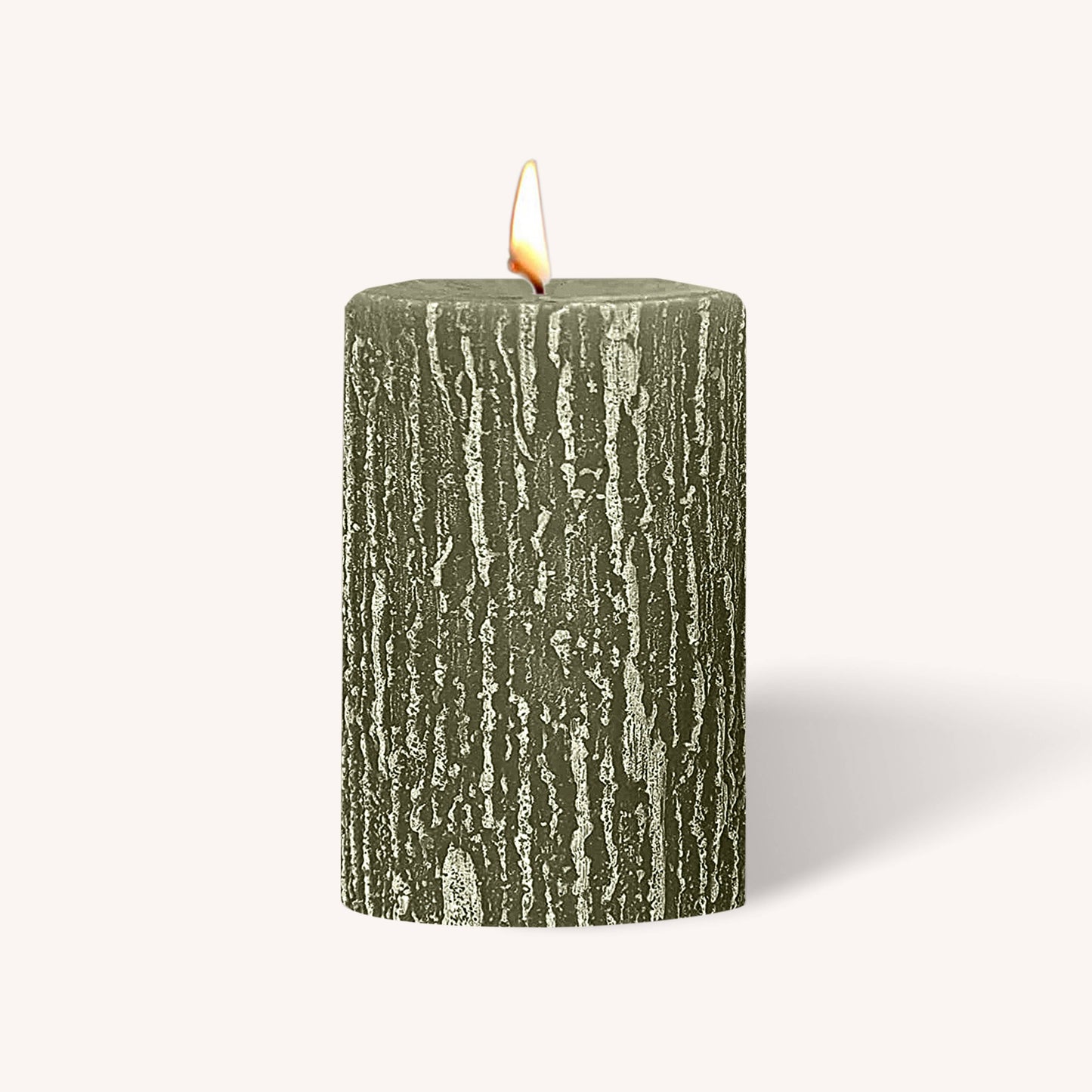 Olive green rustic pillar candle, 2.5 inch by 3 inch, pack of 6