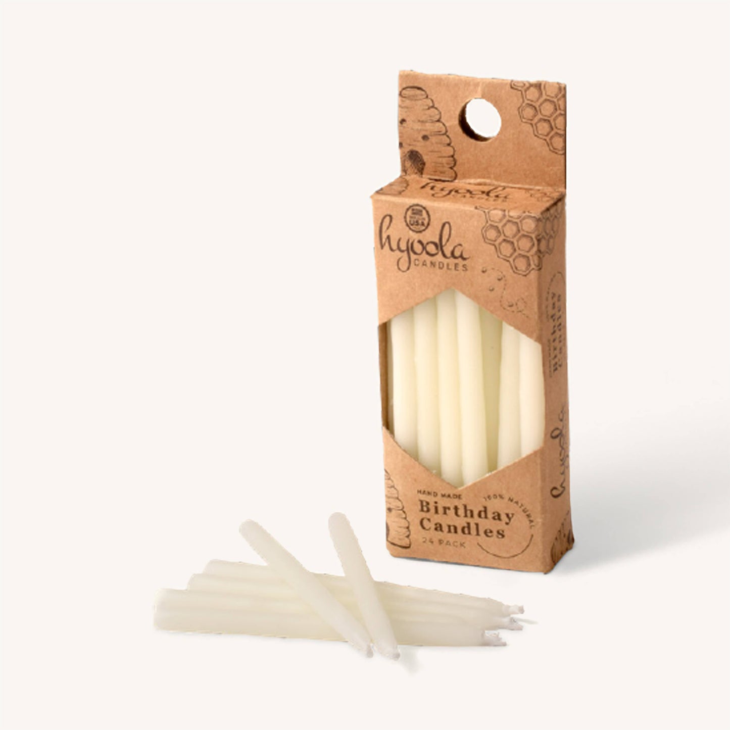 White Beeswax Birthday Candles - 2.75 Inches - 24 Pack