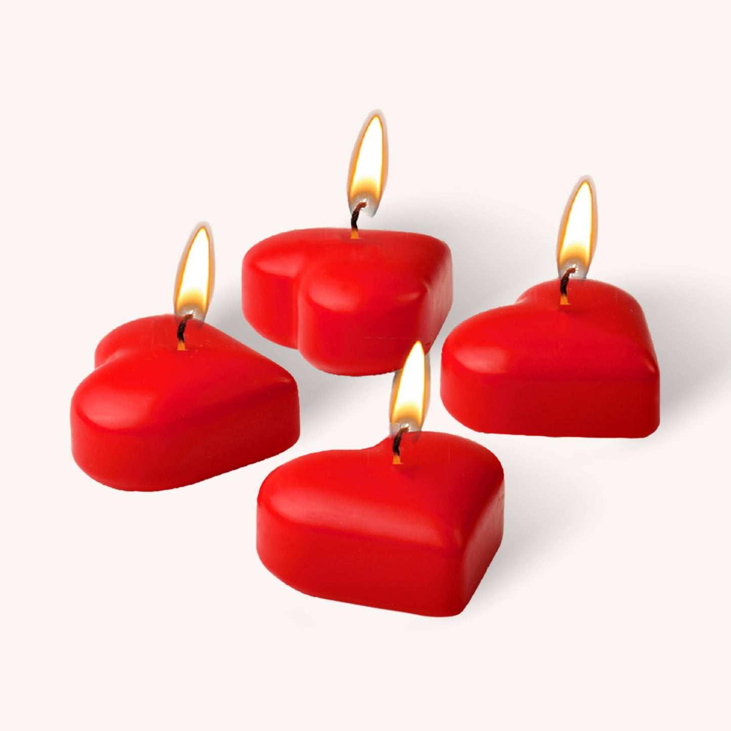 Red heart shaped floating candles, pack of 15