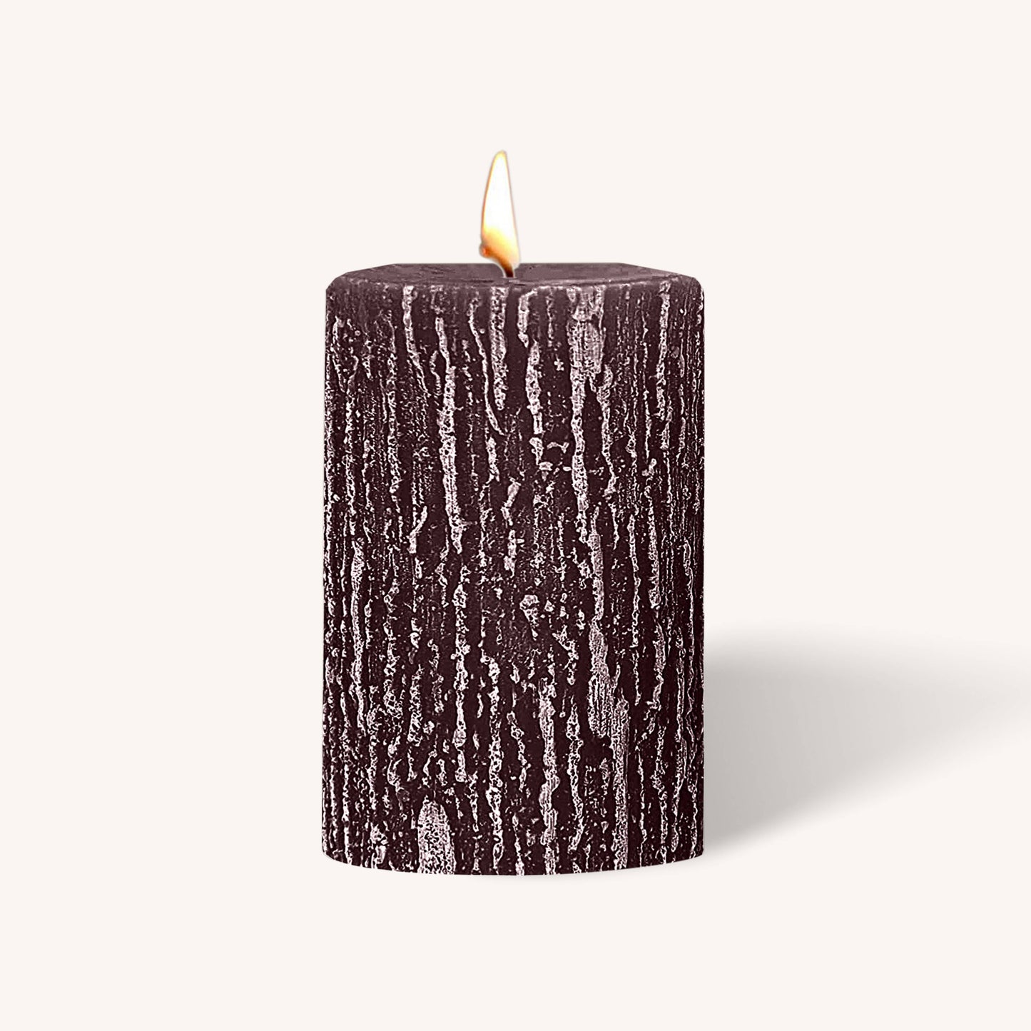 Purple rustic pillar candle, 2.5 inch by 3 inch, pack of 6
