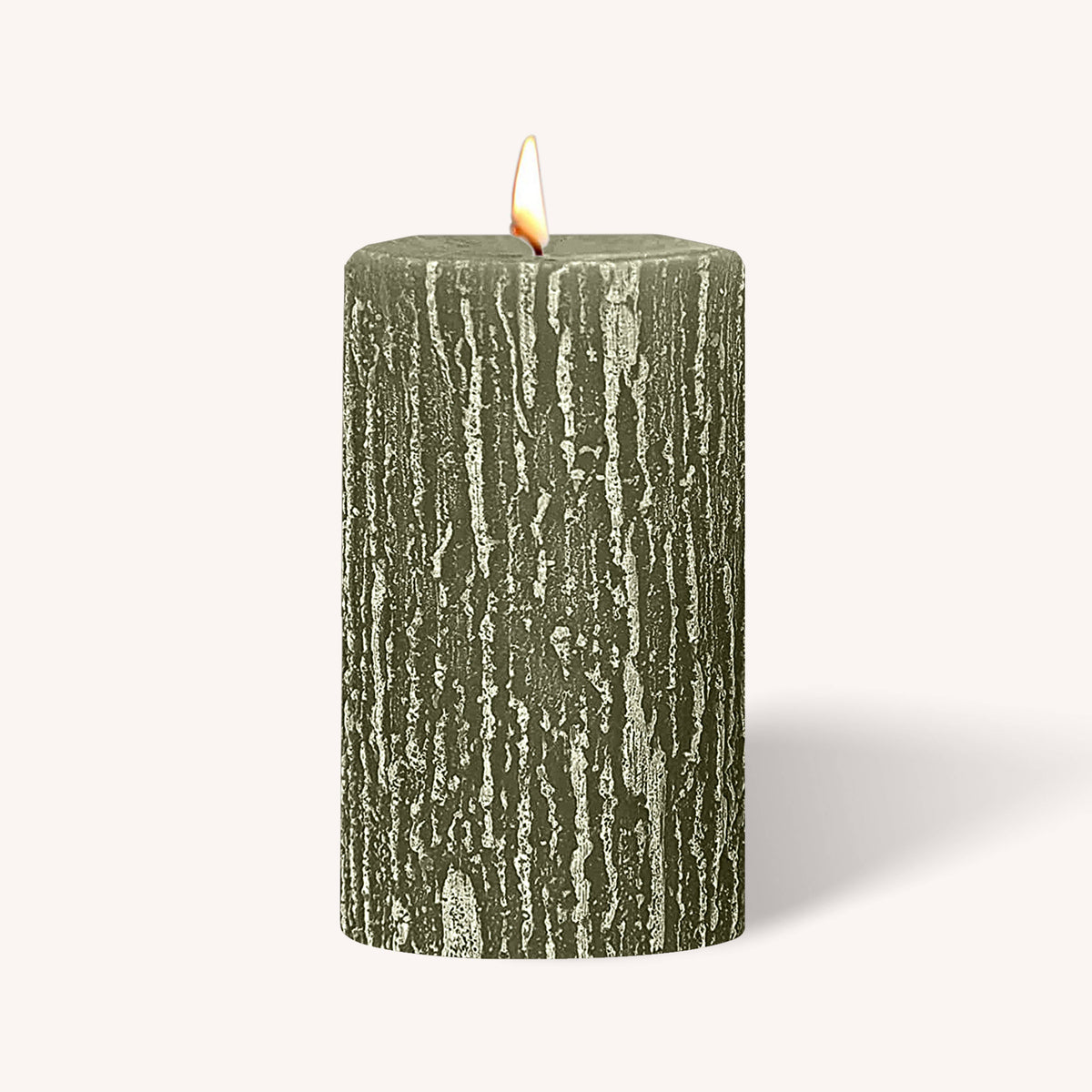 Unscented Pleated Pillar Candle Olive main image 1