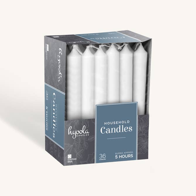 White Household Candles - 5 Hour - 36 Pack