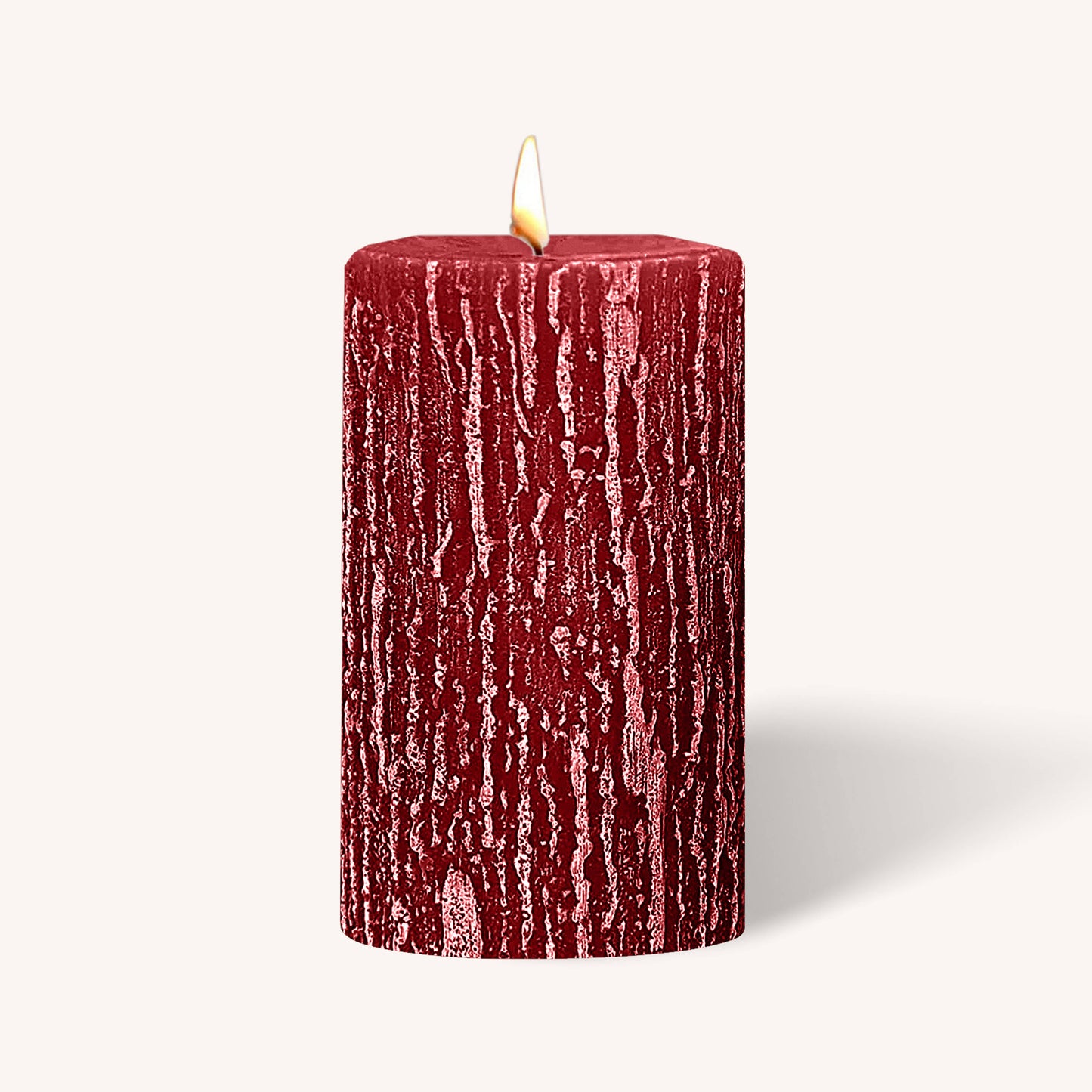 Rubin red rustic pillar candle, 3 inch by 5 inch, pack of 6