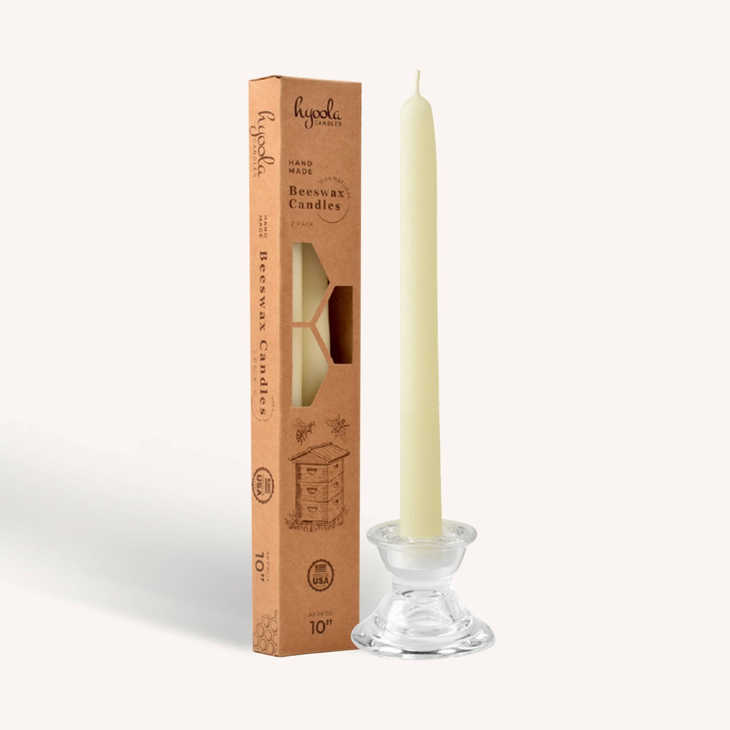 White Beeswax Candles - 10 inch - 4 Pack
