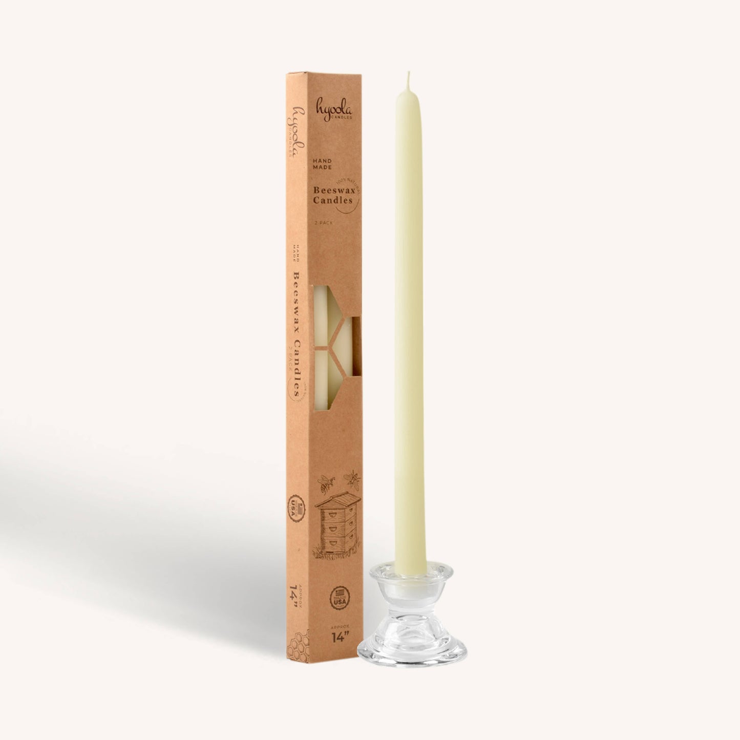 White Beeswax Candles - 14 inch - 2 Pack