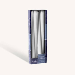 Metallic Silver Taper Candles - 12 Inch - 4 Pack
