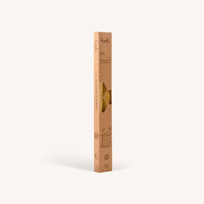 Yellow Beeswax Candles - 14 inch  - 2 Pack