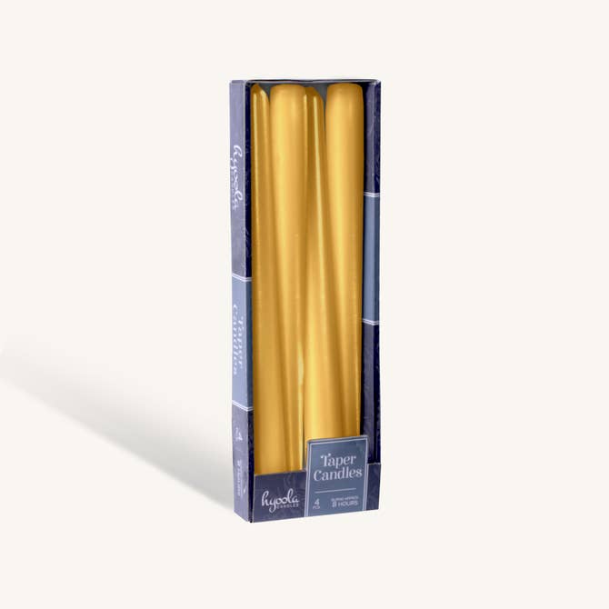 Metallic Gold Taper Candles - 10 Inch - 4 Pack