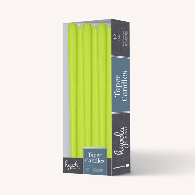 Lime Taper Candles - 12 Inch - 12 Pack