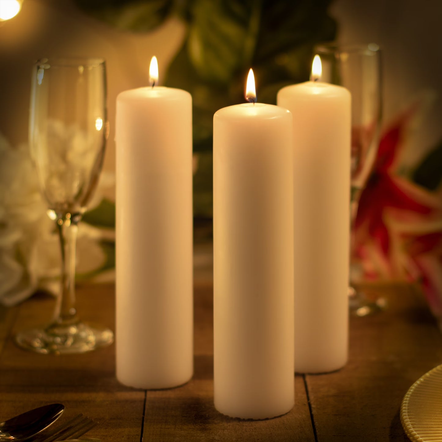 White Pillar Candles - 2" x 8" - 4 Pack