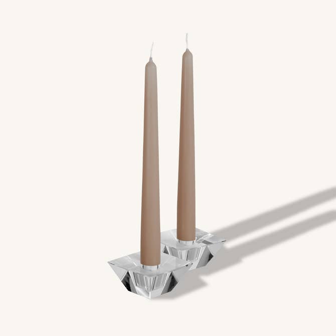 Taupe brown taper candle, 12 inch, pack of 4
