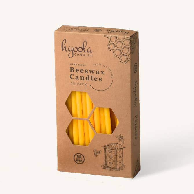 Yellow Beeswax Candles - Medium - 50 Pack