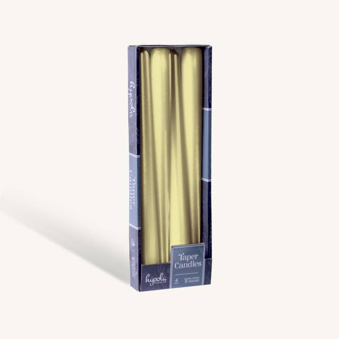 Metallic Cream Gold Taper Candles - 10 Inch - 4 Pack