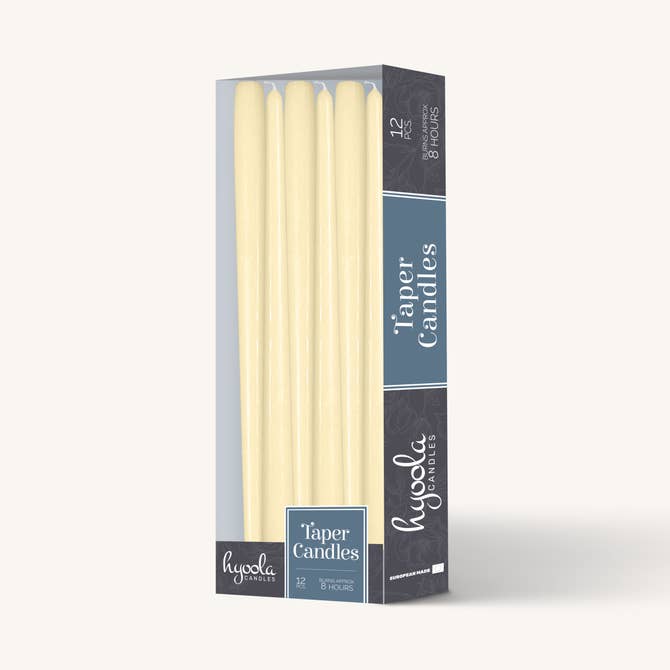 Wool White Taper Candles - 10 Inch - 12 Pack