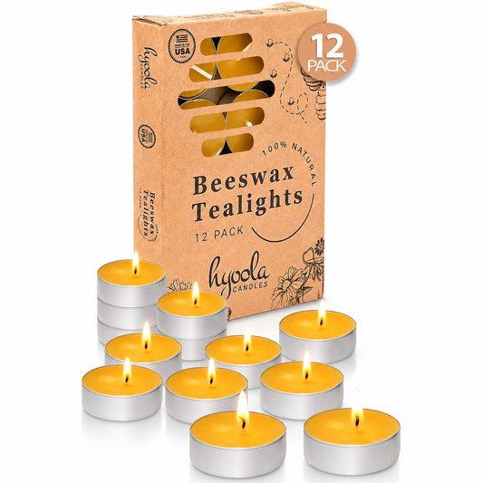 Yellow Beeswax Tealights in Aluminum Cup - 4 Hours - 12 Pack