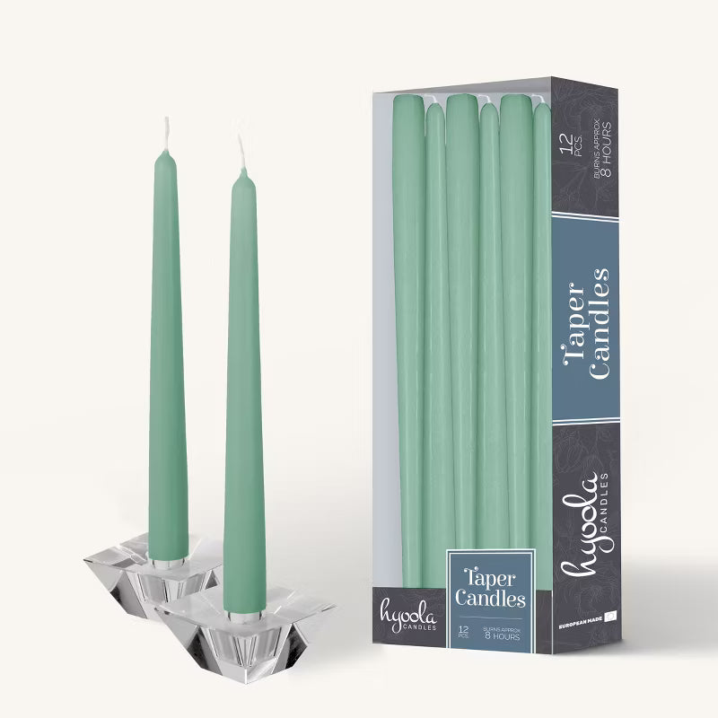 Emerald Taper Candles - 12 Inch - 12 Pack