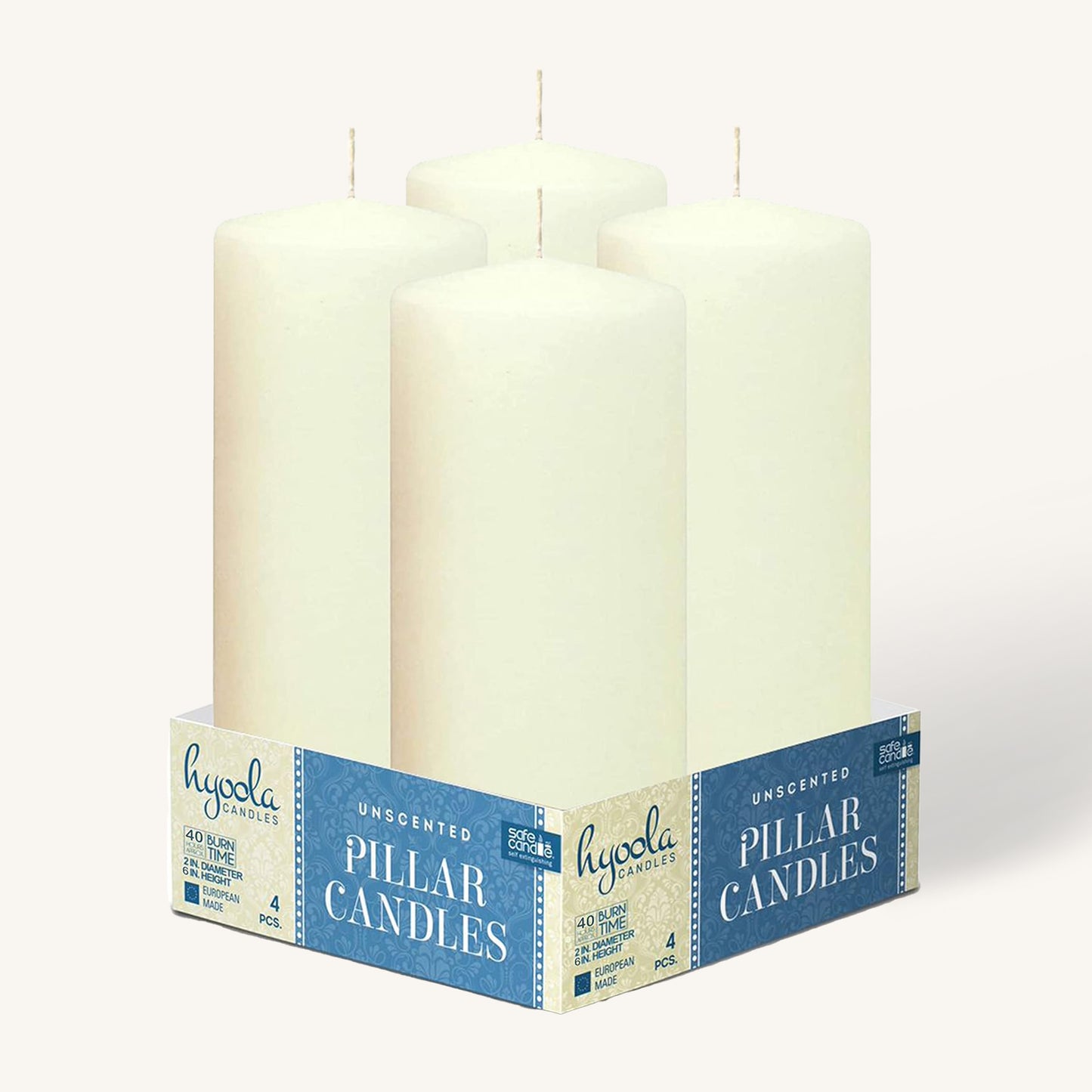 Ivory Pillar Candles - 2" x 8" - 4 Pack