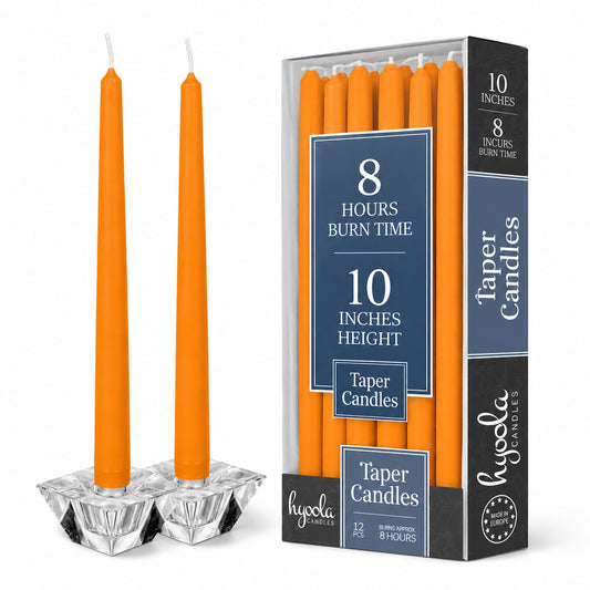 Orange Taper Candles - 10 Inch - 12 Pack