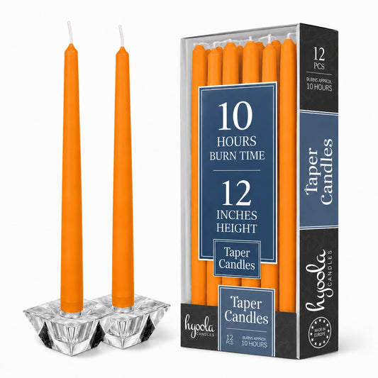 Orange Taper Candles - 12 Inch - 12 Pack