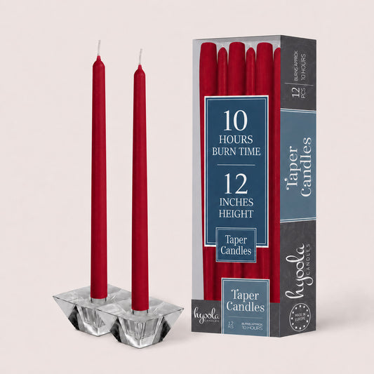 Cherry Red Taper Candles - 14 Inch - 12 Pack