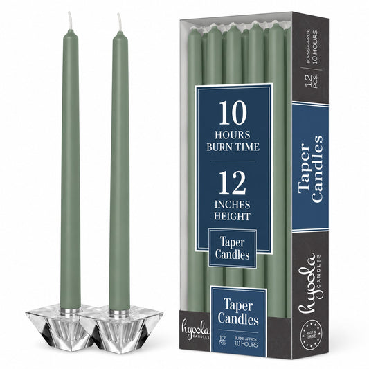 Emerald Taper Candles - 10 Inch - 12 Pack