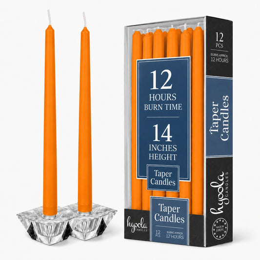 Orange Taper Candles - 14 Inch - 12 Pack
