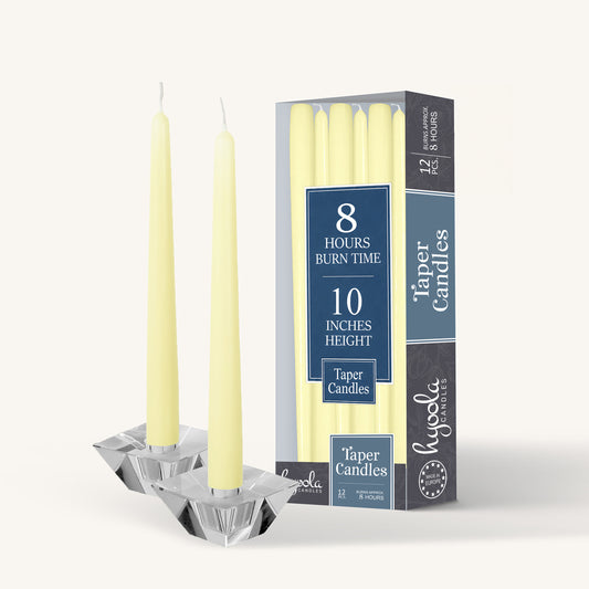 Ivory taper candle, 10 inch, pack of 12