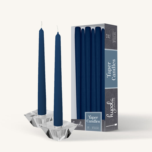 Blue taper candle, 10 inch, pack of 12