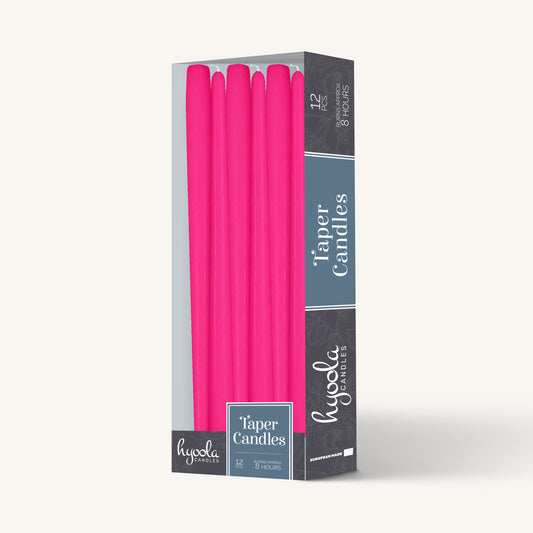 Fuschia pink taper candle, 10 inch, pack of 12