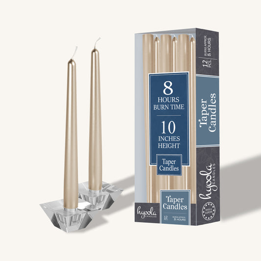 Metallic titan silver taper candle, 10 inch, pack of 12