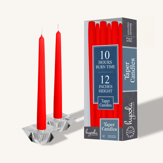 Red taper candle, 12 inch, pack of 12