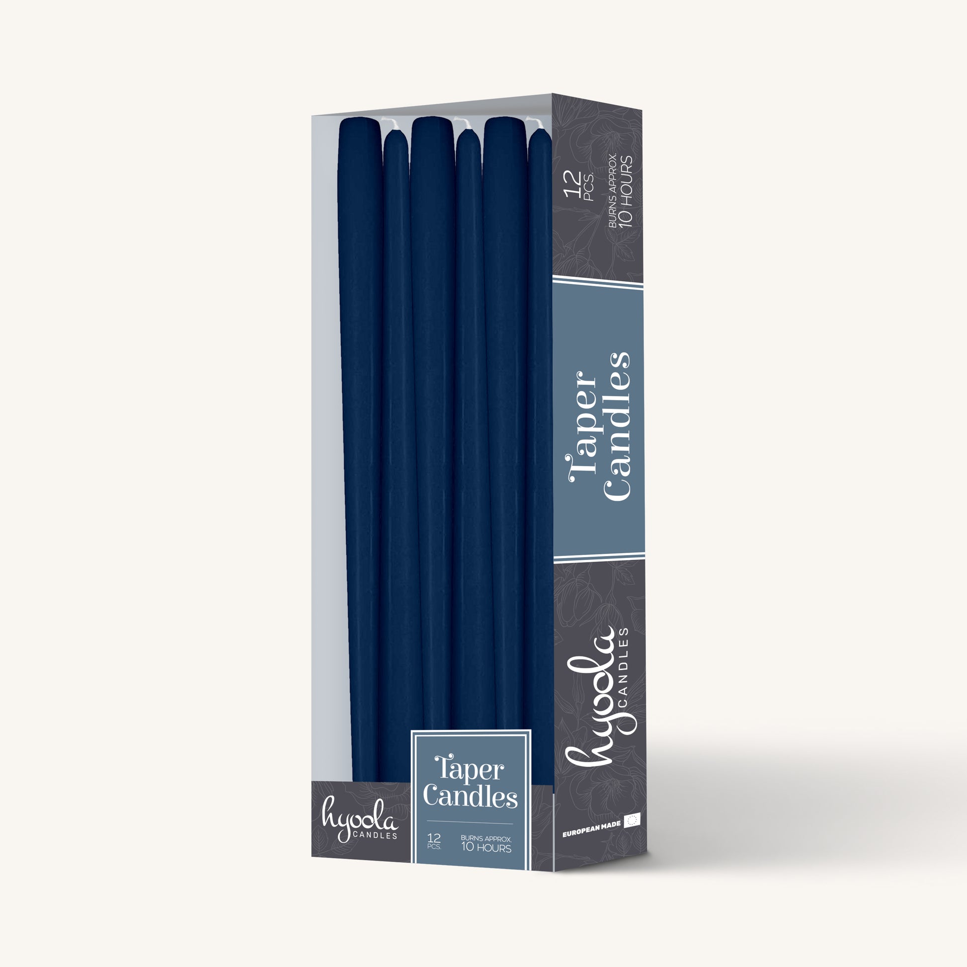 Blue taper candle, 12 inch, pack of 12