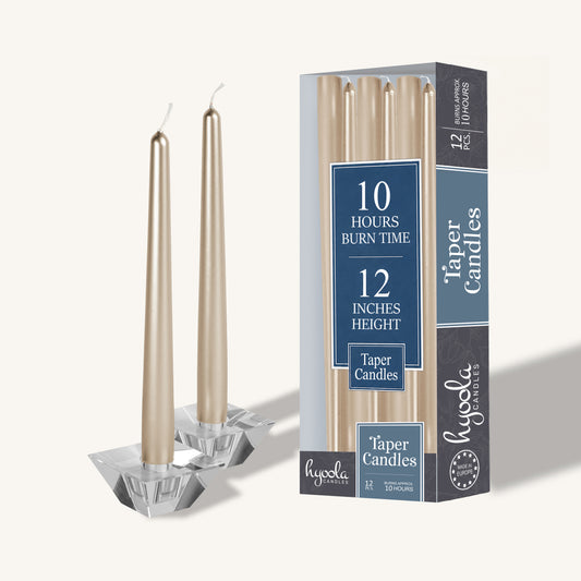 Metallic titan silver taper candle, 12 inch, pack of 12