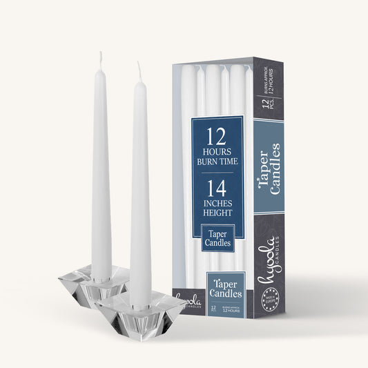 White Taper Candles - 14 Inch - 12 Pack