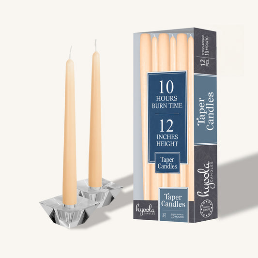 Cream taper candle, 14 inch, pack of 12