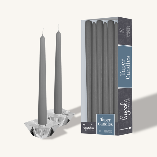 Grey taper candle, 14 inch, pack of 12