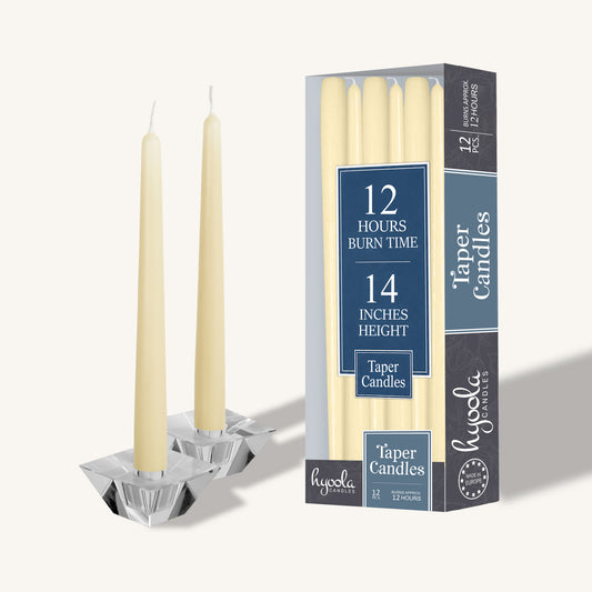Wool white taper candle, 14 inch, pack of 12