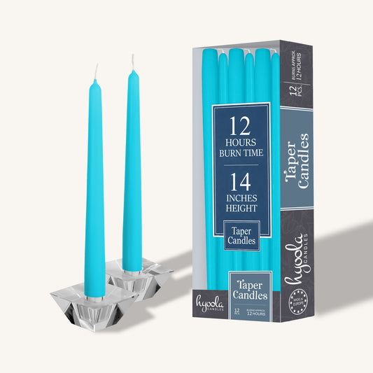 Turquoise taper candle, 14 inch, pack of 12